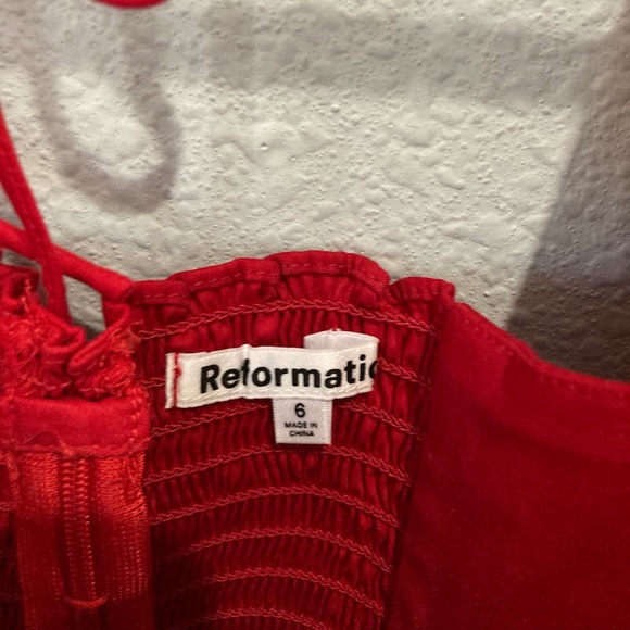 Reformation Designer Romantic Red Fiske Boho Puff Sleeve Victorian Stretch Top - Picture 10 of 14